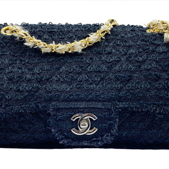 CHANEL Handbags - CHANEL Tweed Chain Shoulder Bag W Coco Black Beige Gold Silver Ladies No. 13